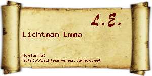 Lichtman Emma névjegykártya